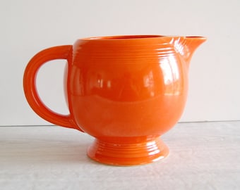 Vintage Orange Fiestaware Ice Lip Pitcher, 1940s Pottery