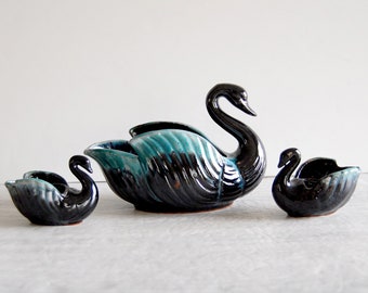 swan console set, vintage swan console set, vintage console set, vintage enesco console set, vintage enesco swan, vintage swan candlesticks