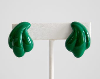 Vintage 80s Emerald Green Earrings