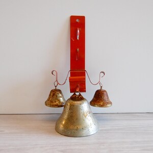 Vintage Metal Bell Chime, Industrial Christmas Decor