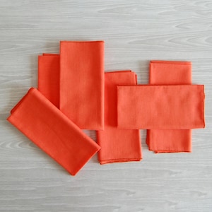orange cloth napkins, 6 vintage cloth napkins, vintage orange cloth napkins, vintage orange cloth napkins, vintage table linens, deep orange
