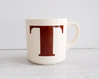 T letter mug, vintage T mug, vintage personalized gift, vintage houze mug, vintage houze letter mug, vintage coffee cup, vintage initial mug