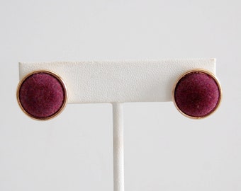 Vintage 90s Velvet Button Earrings, Modern Glam