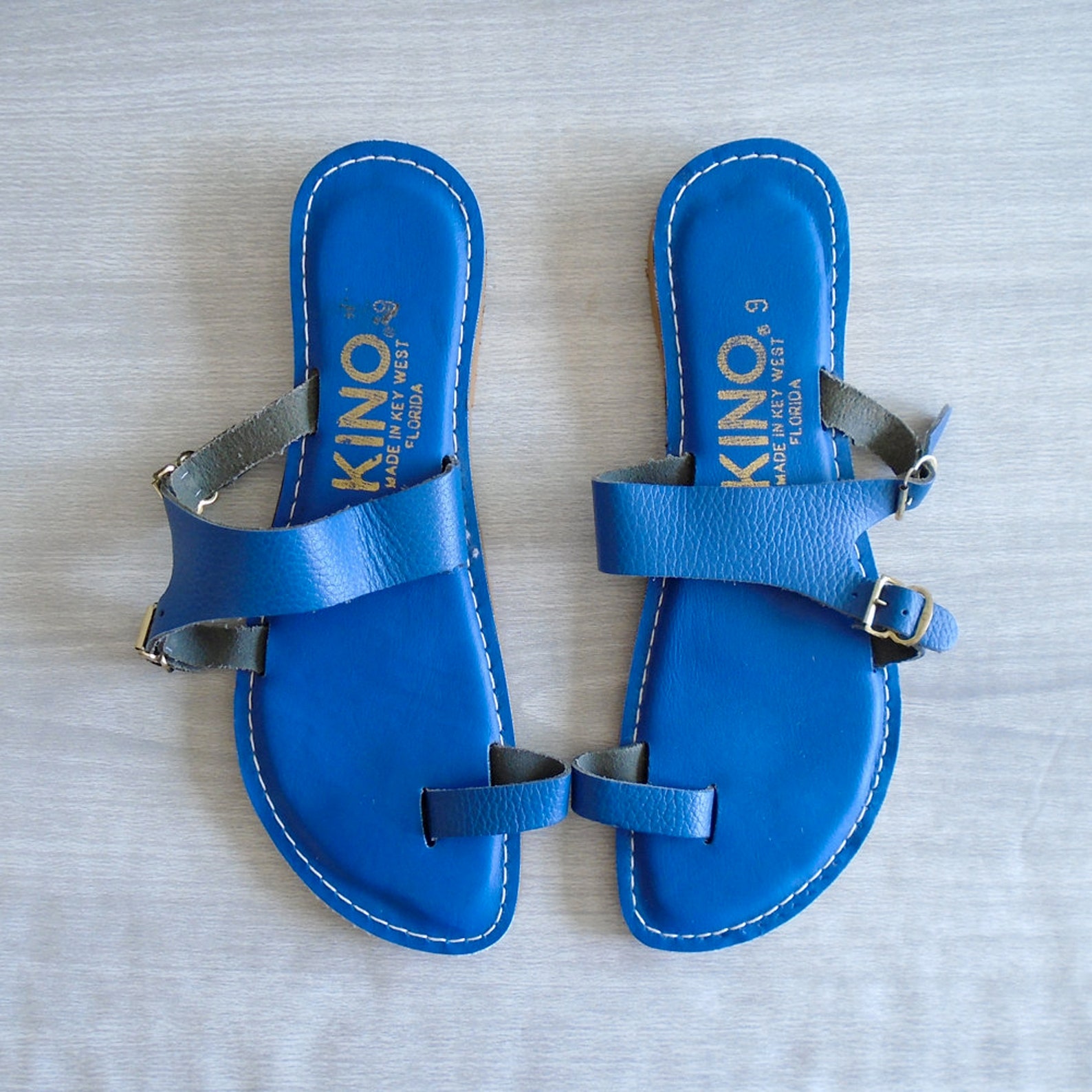 Kino Sandals Size 9 Vintage Blue Leather Sandals Vintage Etsy