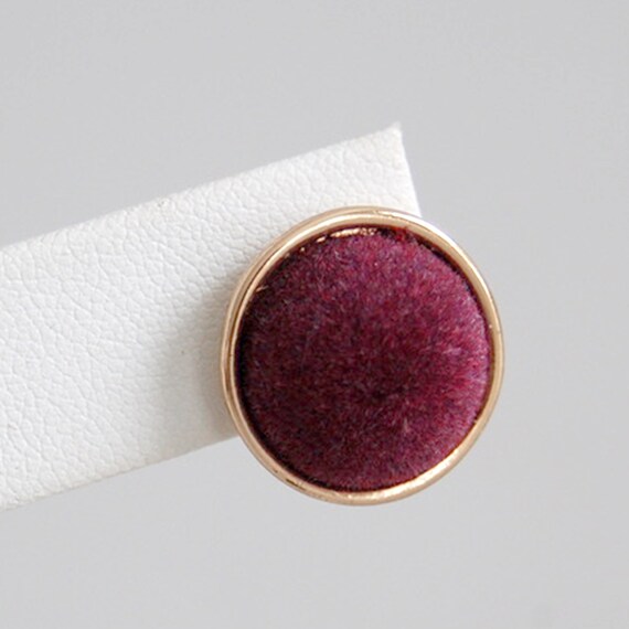 velvet button earrings, vintage velvet button ear… - image 2