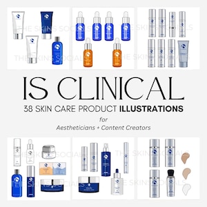 iS Clinical Skincare Product PNG Illustrations | 38 Digital Retail Icons for Estheticians/Aestheticians