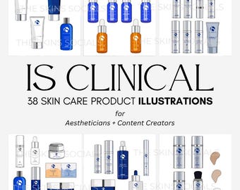 iS Clinical Skincare Product PNG Illustrations | 38 Digital Retail Icons for Estheticians/Aestheticians