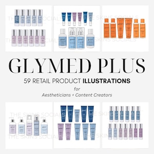 GlyMed Plus Skincare Product Illustrations – 59 PNGs for Estheticians/Aestheticians | Digital Download for Social Media & Marketing