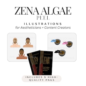 Zena Algae Peel PNG Illustrations – 8 Digital Skincare Graphics for Aestheticians