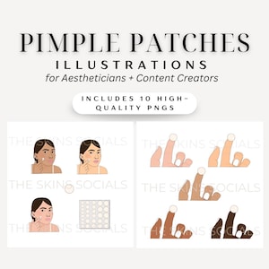 Pimple Patch Skincare PNG Illustrations | 10 Digital Graphics for Estheticians/Aestheticians