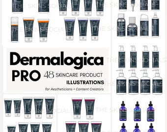 DERMALOGICA PRO Huidverzorgingsillustraties: 48 png-afbeeldingen (digitale download)