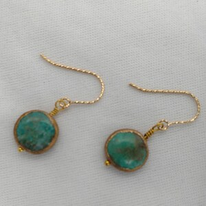 Earrings Turquoise Copper Rimmed Gemstone , Gold Filled Earwires Cleopatra, Mother's Day Gift, Women & Girls, Mother's Day Gift image 1