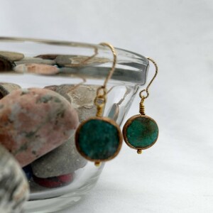 Earrings Turquoise Copper Rimmed Gemstone , Gold Filled Earwires Cleopatra, Mother's Day Gift, Women & Girls, Mother's Day Gift image 6