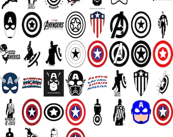 Captain America SVG Bundle: Cartoon digitale Aufkleber (PNG)