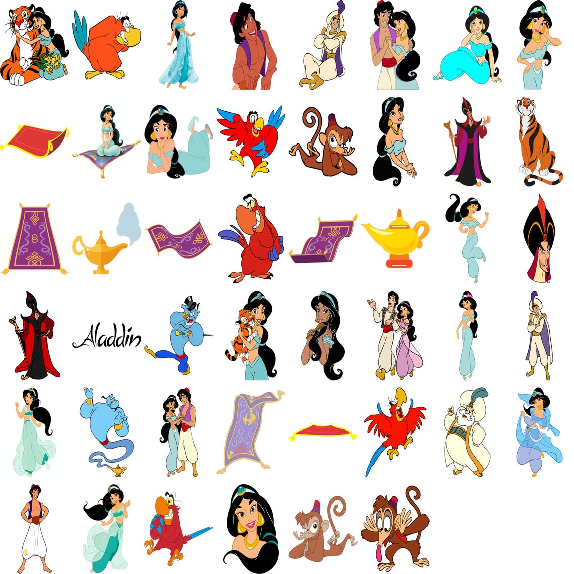 Aladdin Cartoon Stickers: Digital Bundle (SVG, PNG) - Etsy