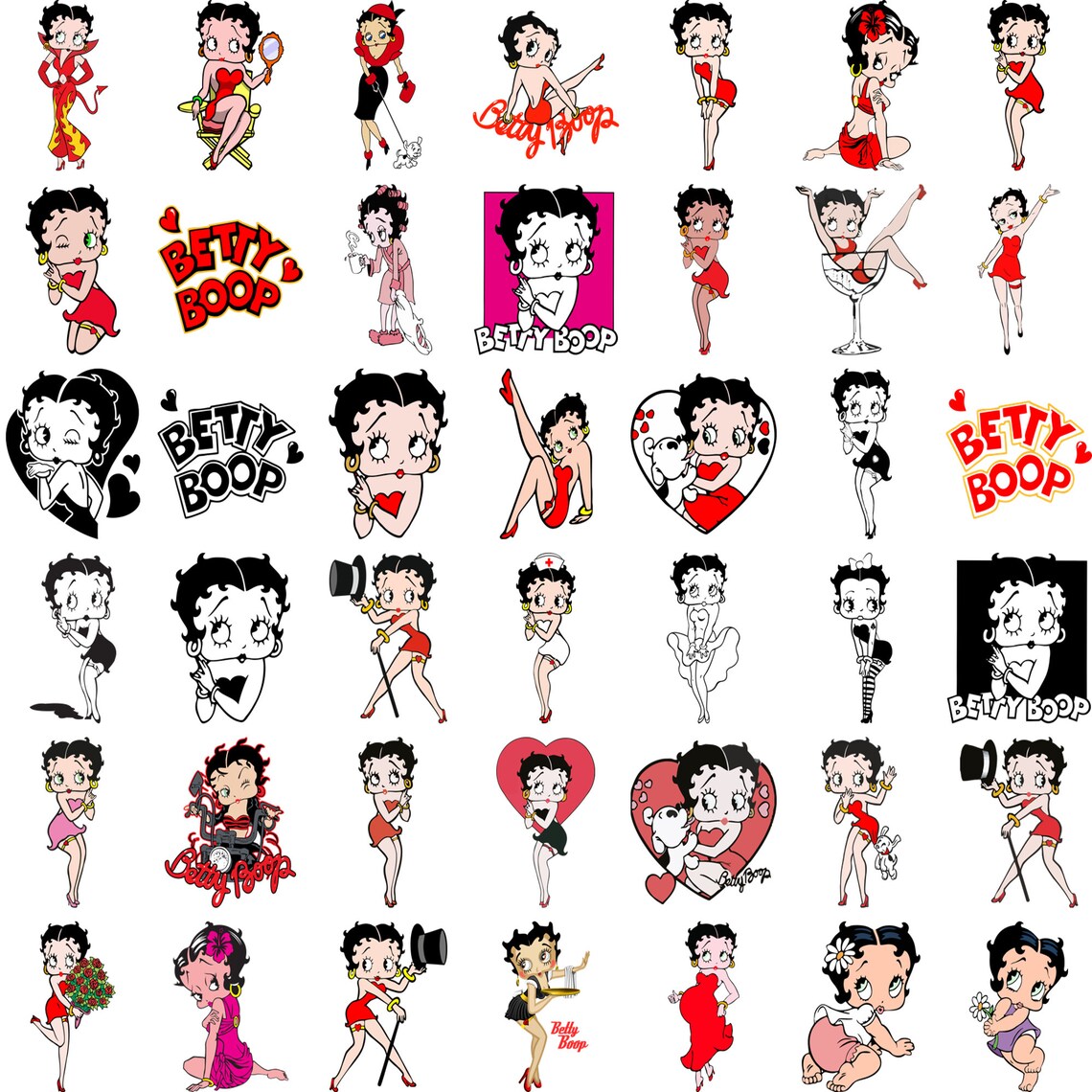 Betty Boop Cartoon Graphics: SVG, PNG (digital Stickers) - Etsy