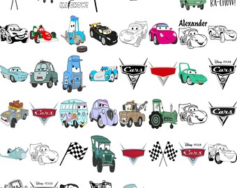 Cars Movie SVG Bundle: Digital Stickers, Clipart (PNG, SVG)