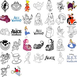 Alicja w Krainie Czarów Svg- Alicja w Krainie Czarów Png- Alicja w Krainie Czarów Naklejki- Png- Svg- Naklejki cyfrowe- Kreskówka