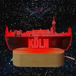 Köln Skyline LED Lampe – 7 Farben wechselbar | Stilvolle Stadtlampe mit Kölner Wahrzeichen image 1