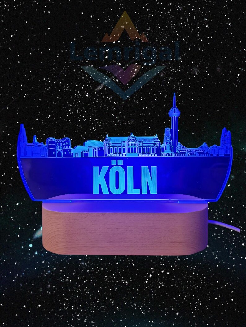 Köln Skyline LED Lampe – 7 Farben wechselbar | Stilvolle Stadtlampe mit Kölner Wahrzeichen image 7