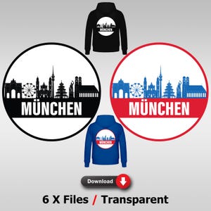 München Skyline Digital Print Files | T-Shirt motifs | Mugs | Digital prints graphics | football style | PDFs | PNGs | JPGs| transparent