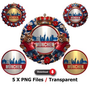 Munich ( München ) Skyline Digital Print Files | T-Shirt motifs | Mugs | Digital prints graphics | football style | PNG | transparent