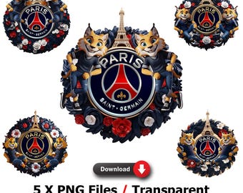 Paris Saint-Germain Football Club | T-Shirt motifs | Mugs | Digital prints graphics | football style | PNG | transparent