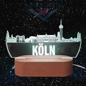 Köln Skyline LED Lampe – 7 Farben wechselbar | Stilvolle Stadtlampe mit Kölner Wahrzeichen image 5