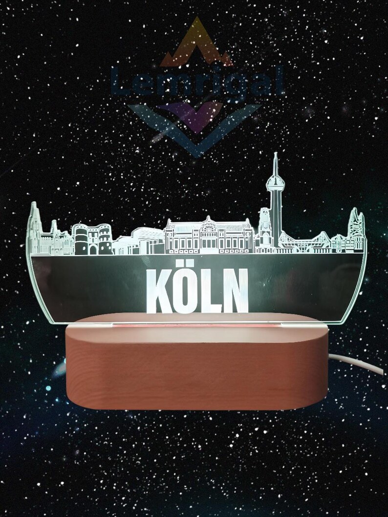 Köln Skyline LED Lampe – 7 Farben wechselbar | Stilvolle Stadtlampe mit Kölner Wahrzeichen image 5