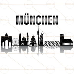 München Skyline Digital Print Files | T-Shirt motifs | Mugs | Digital prints graphics | football style | PDFs | PNGs | JPGs| transparent