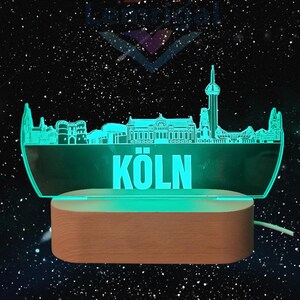 Köln Skyline LED Lampe – 7 Farben wechselbar | Stilvolle Stadtlampe mit Kölner Wahrzeichen image 4