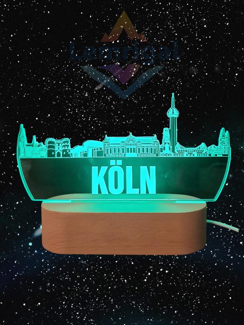 Köln Skyline LED Lampe – 7 Farben wechselbar | Stilvolle Stadtlampe mit Kölner Wahrzeichen image 4
