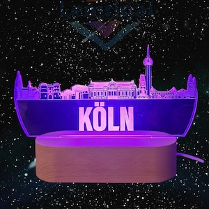 Köln Skyline LED Lampe – 7 Farben wechselbar | Stilvolle Stadtlampe mit Kölner Wahrzeichen image 2
