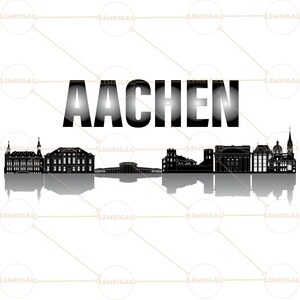 Aachen Skyline Digital Print Files | T-Shirt motifs | Mugs | Digital prints graphics | football style | PDFs | PNGs | JPGs| transparent