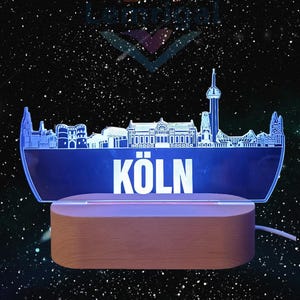 Köln Skyline LED Lampe – 7 Farben wechselbar | Stilvolle Stadtlampe mit Kölner Wahrzeichen image 6