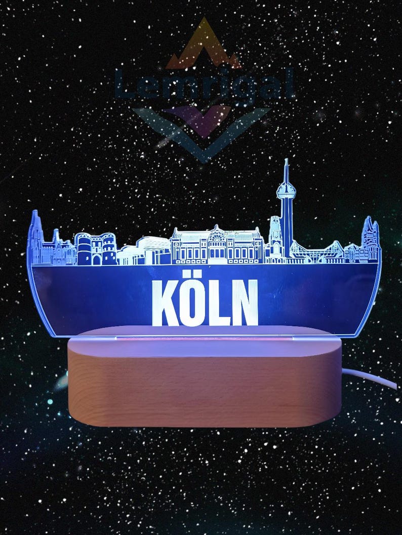 Köln Skyline LED Lampe – 7 Farben wechselbar | Stilvolle Stadtlampe mit Kölner Wahrzeichen image 6