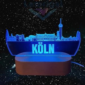 Köln Skyline LED Lampe – 7 Farben wechselbar | Stilvolle Stadtlampe mit Kölner Wahrzeichen image 3