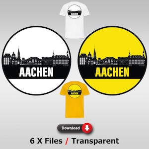 Aachen Skyline Digital Print Files | T-Shirt motifs | Mugs | Digital prints graphics | football style | | PDFs | PNGs | JPGs | transparent