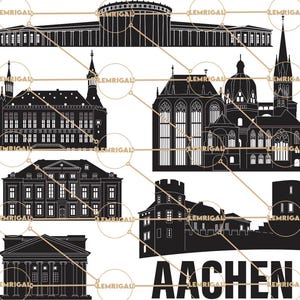 Aachen Germany Skyline City Outline Silhouette - Digital Files (svg, eps, pdf, png, jpg)