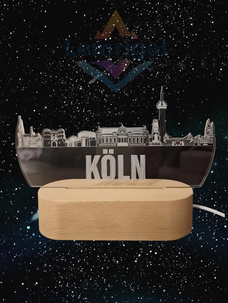 Köln Skyline LED Lampe – 7 Farben wechselbar | Stilvolle Stadtlampe mit Kölner Wahrzeichen image 8