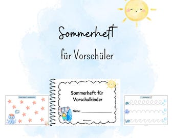 Summer workbook for preschoolers, preschool materials, exercise booklet, PDF printable template in A4 and A5 sizes