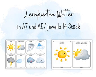 Weather flashcards, knowledge cards, weather maps
