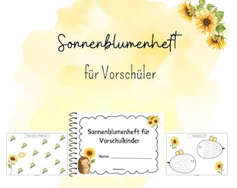 Preschool booklet Sunflower, learning booklet, preschool material