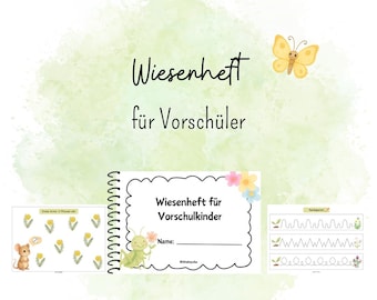 Meadow booklet for preschoolers, preschool material, exercise booklet, PDF print template in A4 and A5 sizes