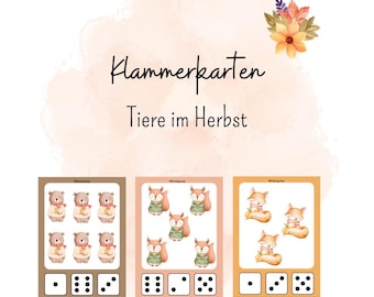 Clip cards animals in autumn