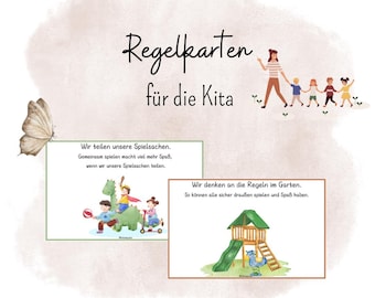 Tarjetas de reglas para jardín de infantes, reglas visualizadas para niños