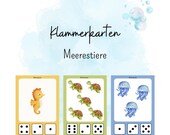 Klammerkarten Meerestiere, Sommer, Unterwasserwelt, Lernmaterial
