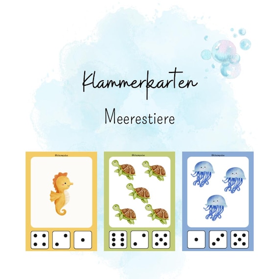 Klammerkarten Meerestiere, Sommer, Unterwasserwelt, Lernmaterial
