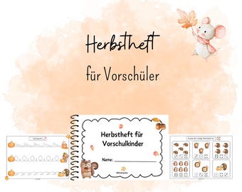 Preschool booklet autumn, learning booklet, preschool book