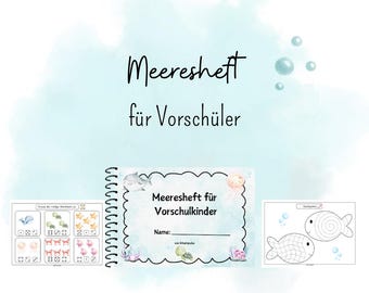 Preschool workbook: Sea Animals/Underwater World, Learning Booklet, Preschool Exercises